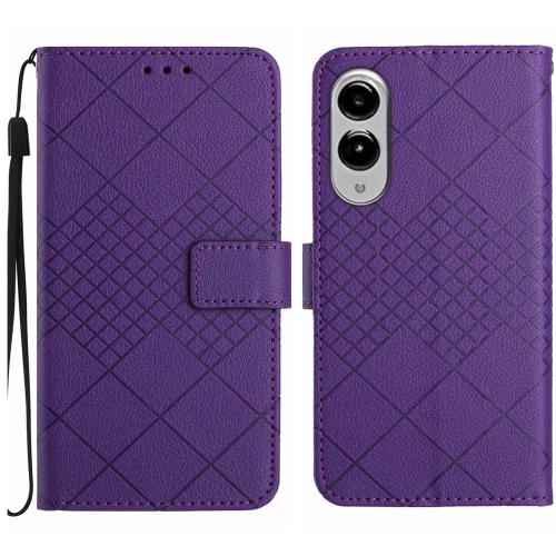 

For Samsung Galaxy S25 Edge 5G Rhombic Grid Texture Leather Phone Case(Purple)