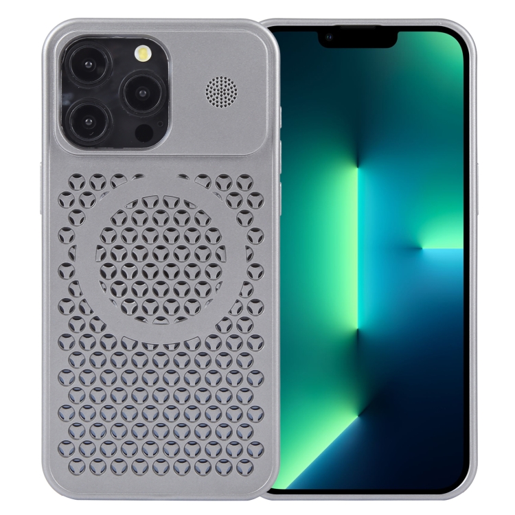 

For iPhone 13 Pro Max Pure Color Honeycomb Aromatherapy MagSafe Phone Case(Grey)