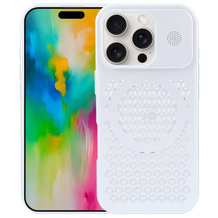 

For iPhone 16 Pro Pure Color Honeycomb Aromatherapy MagSafe Phone Case(Silver)