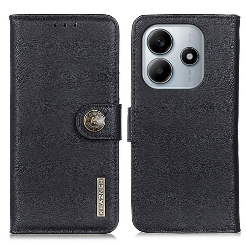 

For Redmi Note 14 4G KHAZNEH Cowhide Texture Horizontal Flip Leather Phone Case(Black)