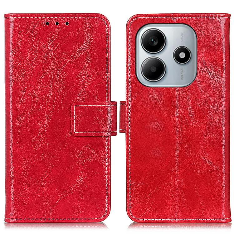 

For Redmi Note 14 4G 164.84mm Retro Crazy Horse Texture Leather Phone Case(Red)