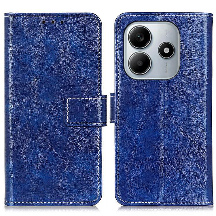 

For Redmi Note 14 4G 164.84mm Retro Crazy Horse Texture Leather Phone Case(Blue)