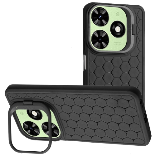 

For Infinix Hot 40i Honeycomb Radiating Lens Holder TPU Phone Case(Black)