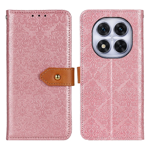 

For Redmi Note 14 Pro 4G European Floral Embossed Leather Phone Case(Pink)