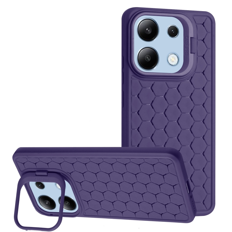 

For Xiaomi Redmi Note 13 4G Honeycomb Radiating Lens Holder TPU Phone Case(Purple)
