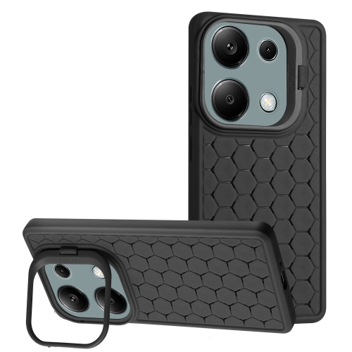 

For Xiaomi Redmi Note 13 Pro 4G Honeycomb Radiating Lens Holder TPU Phone Case(Black)