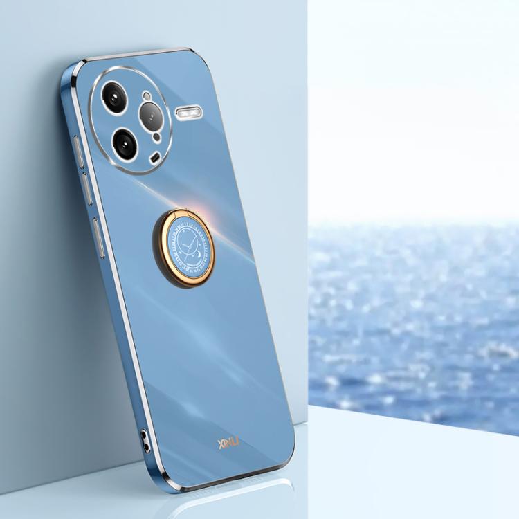 

For Redmi K80 Pro XINLI Straight Edge 6D Electroplate TPU Phone Case with Ring Holder(Celestial Blue)