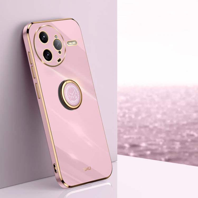 

For Redmi K80 Pro XINLI Straight Edge 6D Electroplate TPU Phone Case with Ring Holder(Cherry Purple)