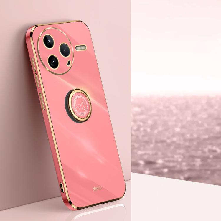 

For Redmi K80 XINLI Straight Edge 6D Electroplate TPU Phone Case with Ring Holder(Hawthorn Red)
