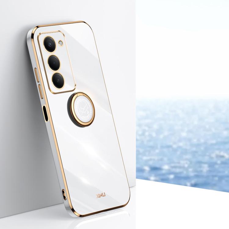 For Redmi 15 5G Global / 4G SEA 169.5 XINLI Straight Edge 6D Electroplate TPU Phone Case with Ring Holder(White)