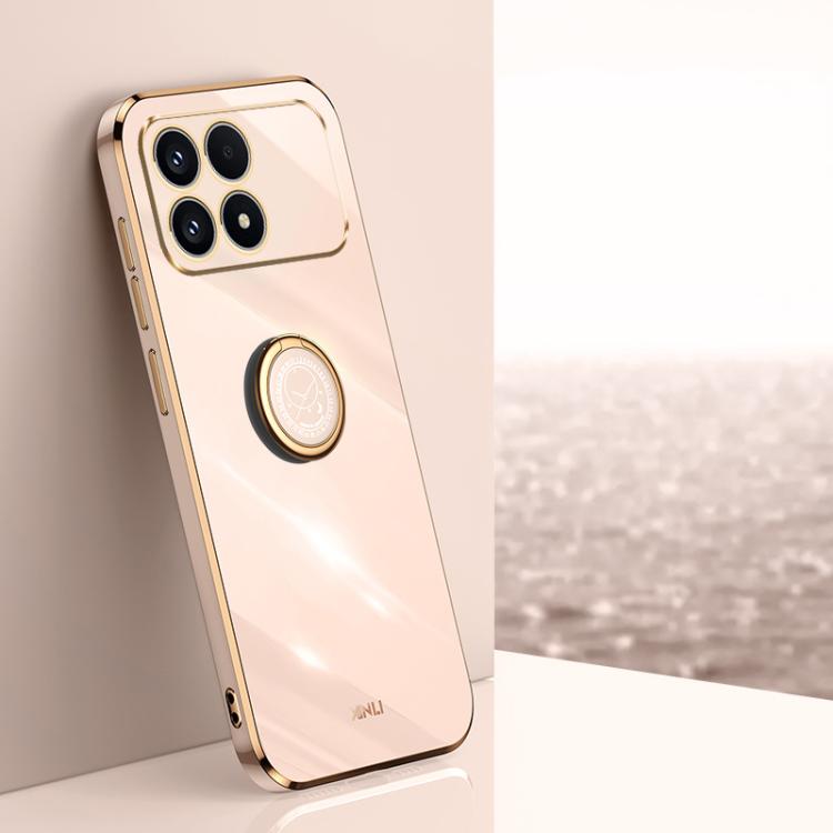 

For Redmi K90 / Poco F8 Pro XINLI Straight Edge 6D Electroplate TPU Phone Case with Ring Holder(Pink)
