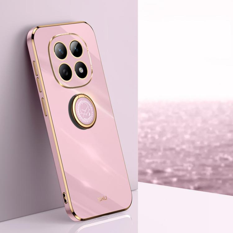 For Redmi Note 15 4G Global 164mm XINLI Straight Edge 6D Electroplate TPU Phone Case with Ring Holder(Cherry Purple)