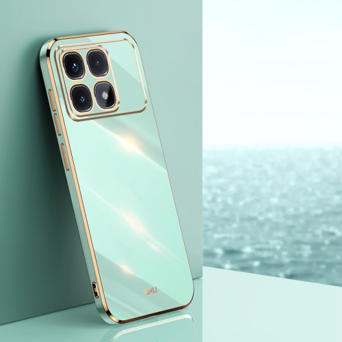 

For Redmi K70 Ultra XINLI Straight 6D Plating Gold Edge TPU Phone Case(Mint Green)