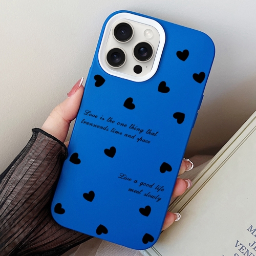 

For iPhone 15 Pro Love Hearts PC Hybrid TPU Phone Case(Blue)