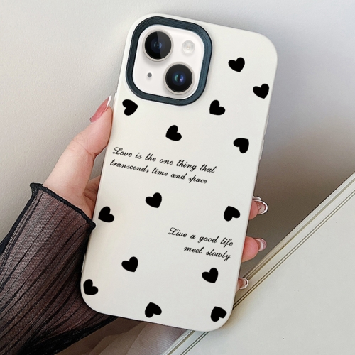 

For iPhone 15 Plus Love Hearts PC Hybrid TPU Phone Case(White)