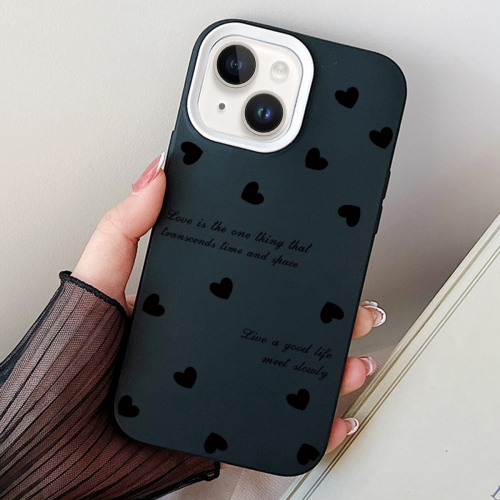 

For iPhone 15 Love Hearts PC Hybrid TPU Phone Case(Black)