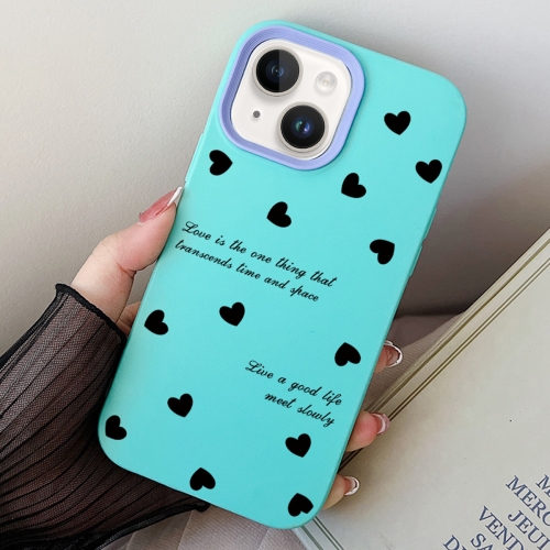 

For iPhone 15 Love Hearts PC Hybrid TPU Phone Case(Sky Cyan)