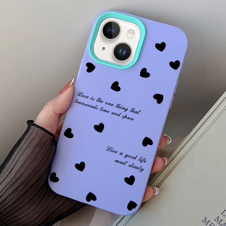 

For iPhone 13 Love Hearts PC Hybrid TPU Phone Case(Purple)