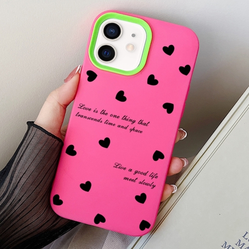 

For iPhone 12 mini Love Hearts PC Hybrid TPU Phone Case(Rose Red)