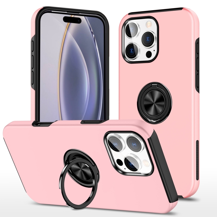 

For iPhone 16 Pro Magnetic Ring Holder Phone Case(Rose Gold)