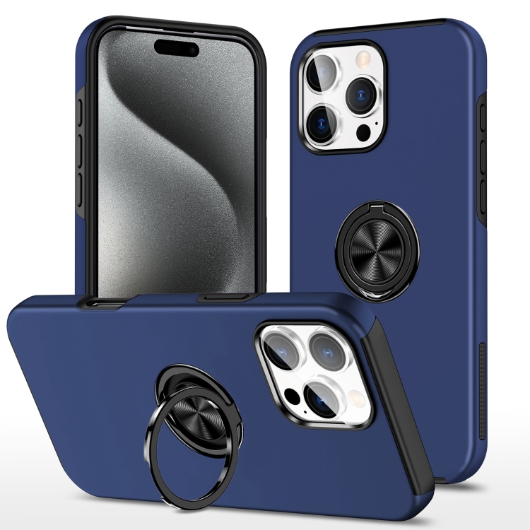 

For iPhone 15 Pro Max Magnetic Ring Holder Phone Case(Navy Blue)