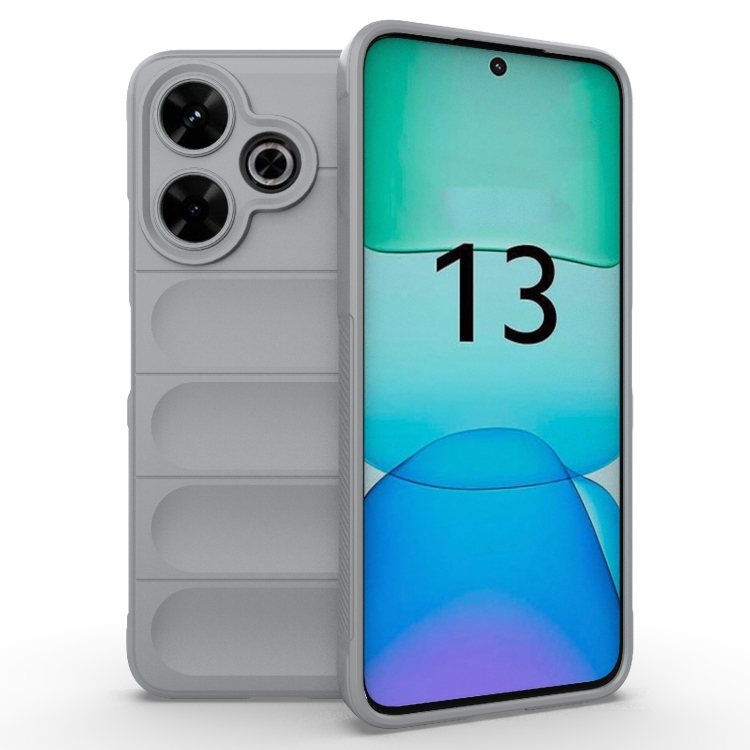

For Redmi 13 4G Global Magic Shield TPU + Flannel Phone Case(Grey)
