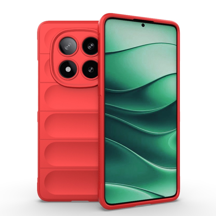 

For Redmi Note 14 Pro 5G Magic Shield TPU + Flannel Phone Case(Red)