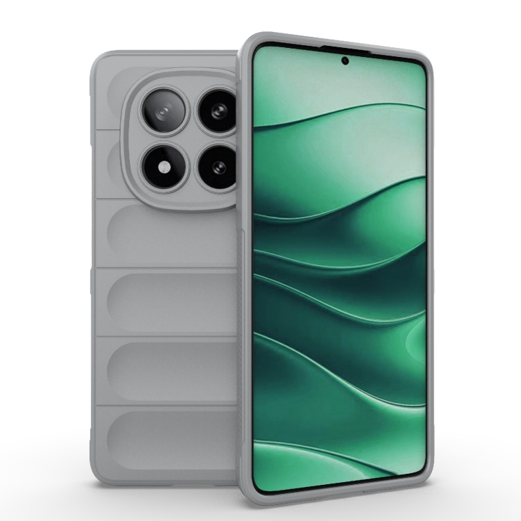 

For Redmi Note 14 Pro 5G Magic Shield TPU + Flannel Phone Case(Grey)