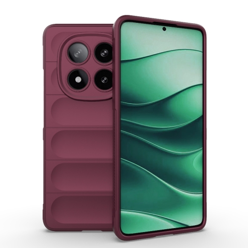 

For Redmi Note 14 Pro 5G Magic Shield TPU + Flannel Phone Case(Wine Red)