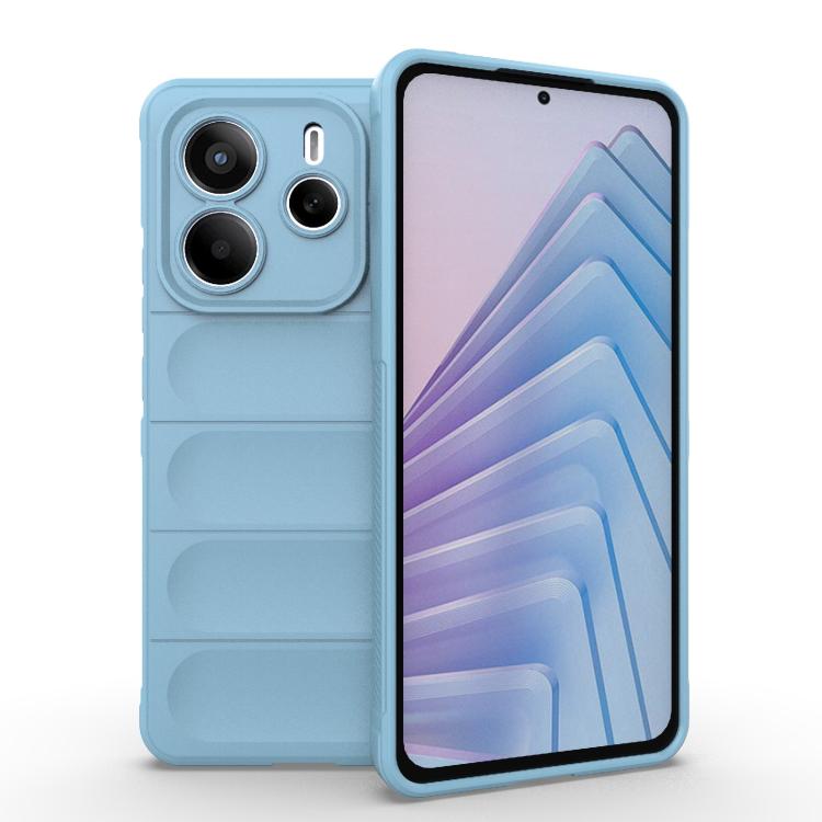 

For Redmi Note 14 5G Magic Shield TPU + Flannel Phone Case(Light Blue)
