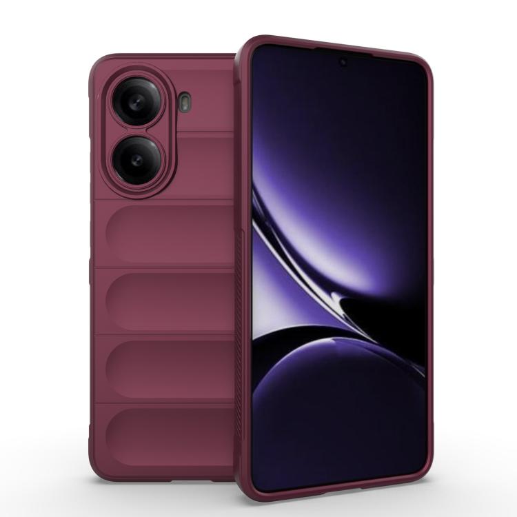 

For Redmi Turbo 4 Magic Shield TPU + Flannel Phone Case(Wine Red)