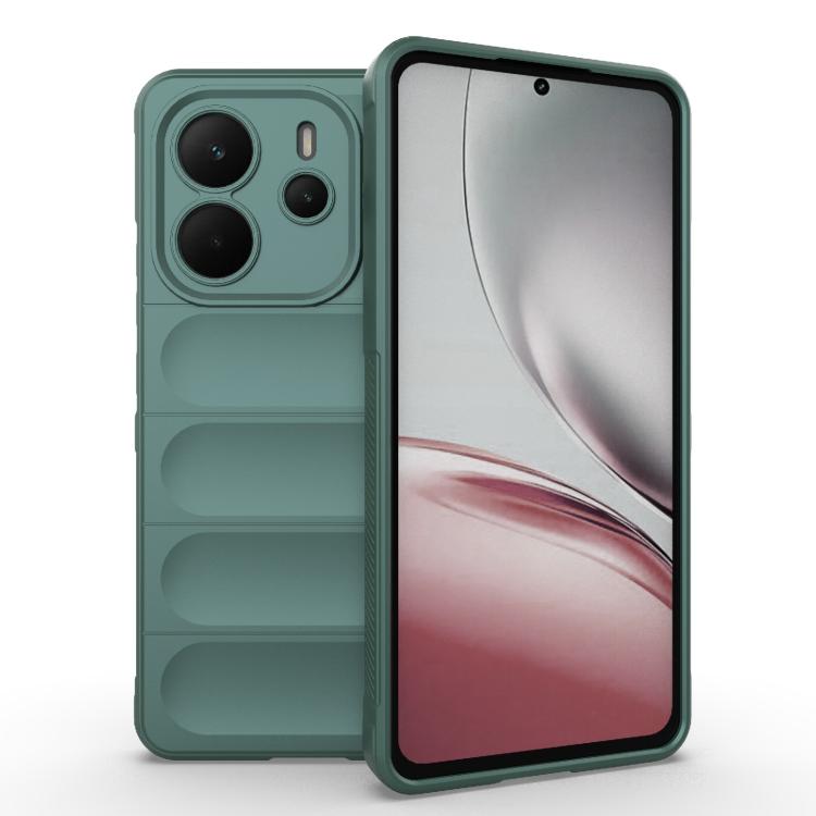 

For Redmi Note 14 4G 164.84mm EU Magic Shield TPU + Flannel Phone Case(Dark Green)