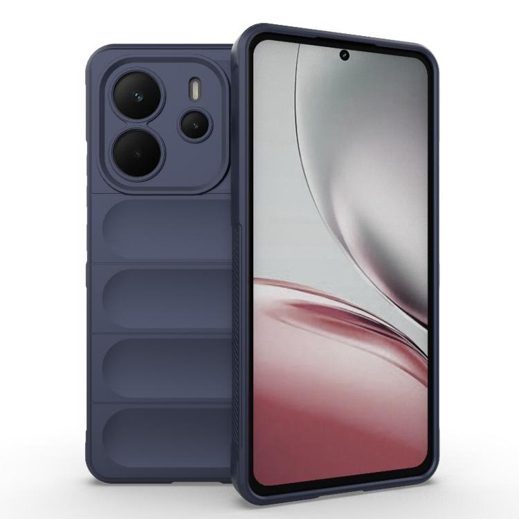 

For Redmi Note 14 4G 164.84mm EU Magic Shield TPU + Flannel Phone Case(Dark Blue)