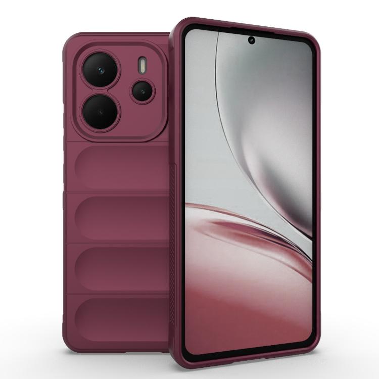 

For Redmi Note 14 4G 164.84mm EU Magic Shield TPU + Flannel Phone Case(Wine Red)