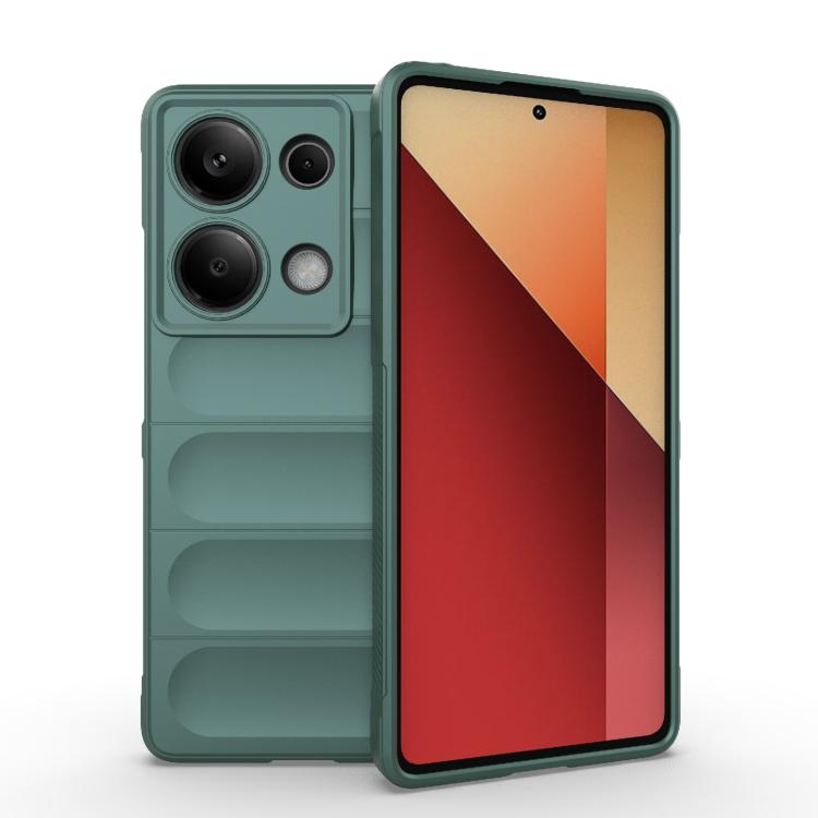 

For Redmi Note 14S 4G Global Magic Shield TPU + Flannel Phone Case(Dark Green)