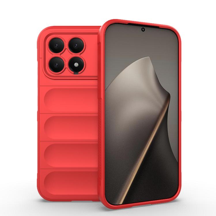 

For Redmi K90/Poco F8 Pro Magic Shield TPU + Flannel Phone Case(Red)