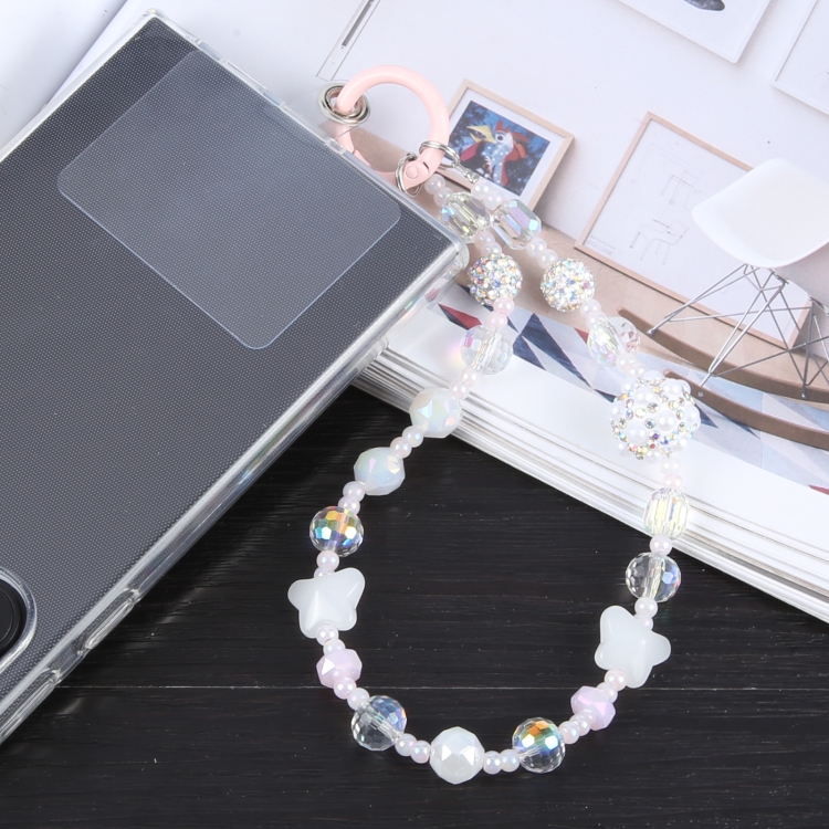 

Mobile Phone Anti-lost Rhinestone Bead Chain Short Lanyard(Pink)