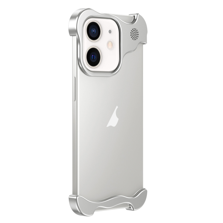 

For iPhone 12 Aromatherapy Alloy Frameless Phone Case(Silver)
