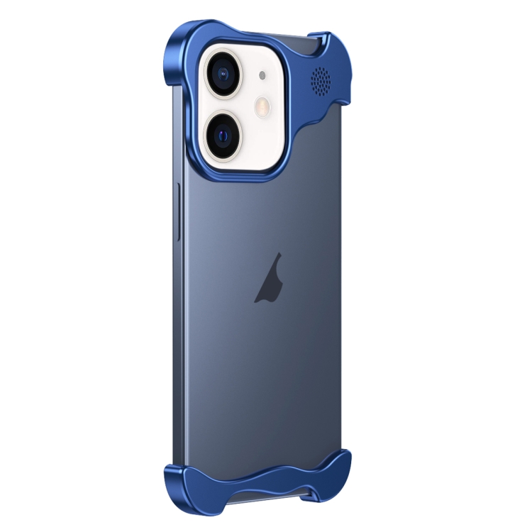 

For iPhone 12 Aromatherapy Alloy Frameless Phone Case(Blue)