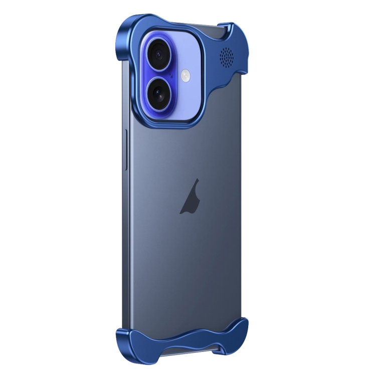 

For iPhone 16 Plus Aromatherapy Alloy Frameless Phone Case(Blue)