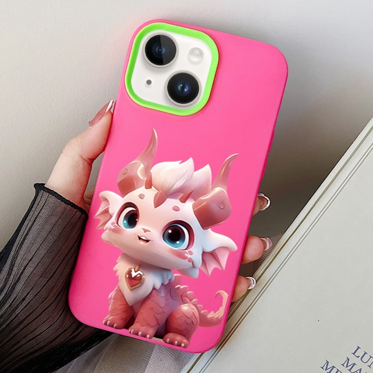 

For iPhone 15 Plus Loong Baby PC Hybrid TPU Phone Case(Rose Red)