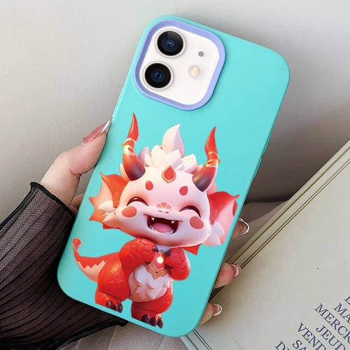 

For iPhone 12 mini Loong Baby PC Hybrid TPU Phone Case(Sky Cyan)