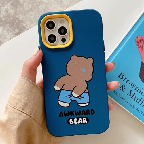 

For iPhone 15 Pro Max Awkward Bear PC Hybrid TPU Phone Case(Royal Blue)