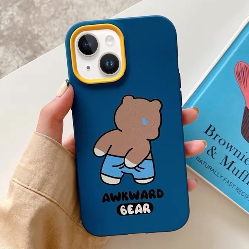 

For iPhone 15 Plus Awkward Bear PC Hybrid TPU Phone Case(Royal Blue)