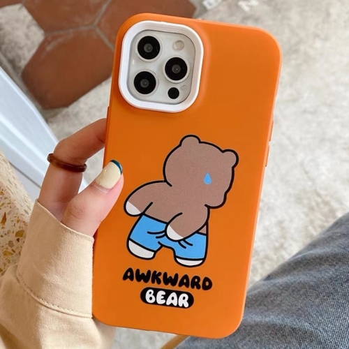 

For iPhone 14 Pro Awkward Bear PC Hybrid TPU Phone Case(Orange)