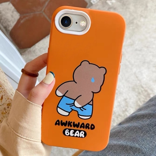 

For iPhone 7 / 8 / SE 2022 Awkward Bear PC Hybrid TPU Phone Case(Orange)