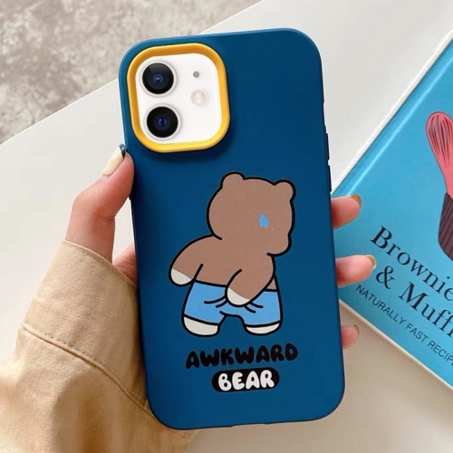 

For iPhone 12 mini Awkward Bear PC Hybrid TPU Phone Case(Royal Blue)