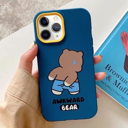 

For iPhone 11 Pro Awkward Bear PC Hybrid TPU Phone Case(Royal Blue)