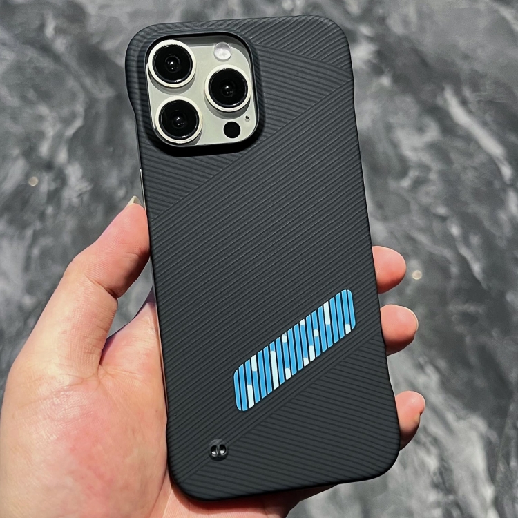 

For iPhone 15 Pro Carbon Fiber Frameless Cooling Phone Case(Blue)