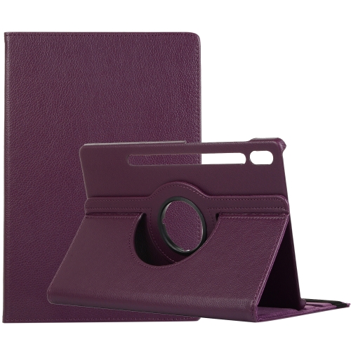 

For Samsung Galaxy Tab S7 T870 2020 / Tab S8 Litchi Texture Horizontal Flip 360 Degrees Rotation Leather Case with Holder(Purple)